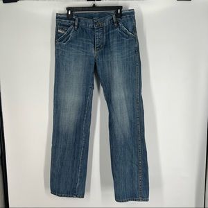 Diesel Industry Medium Wash Mens Blue Jeans  Button Fly